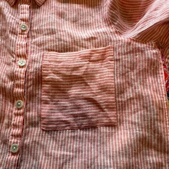 Soft Surroundings Women Eden Island Linen Shirt Size‎ Small Floral Loose Light - Picture 9 of 12
